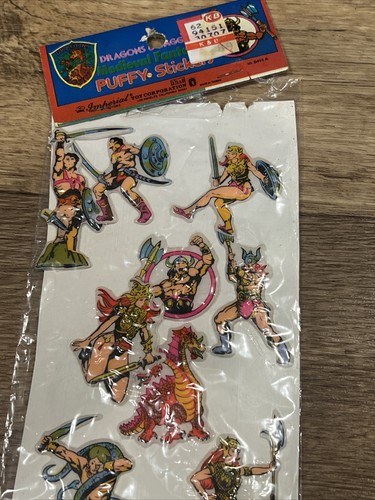 1982 Dragons & Daggers Puffy Sticker Sheet Imperial Toy Medieval Fantasy Read - Picture 3 of 4