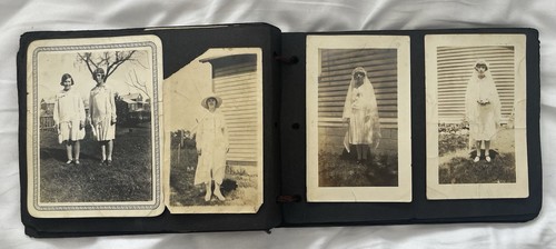 Vintage antikes Fotoalbum mit s/w Fotos (50+) Bauernhof, Jagd, Braut, Land - Bild 7 von 12