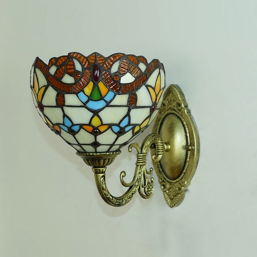 Tiffany Style Wall Sconce Stained Glass Light Art Deco Fixture Wall Mount Lamp - Picture 11 of 12