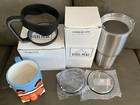 New/Box SS Steel Peak Travel Outdoor Mug With Carrying Handle 2 Lids