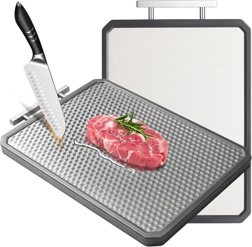 Large StainlessSteel Cutting Board Kitchen Chopping Board 16.42×11" Double Sided - Picture 3 of 8