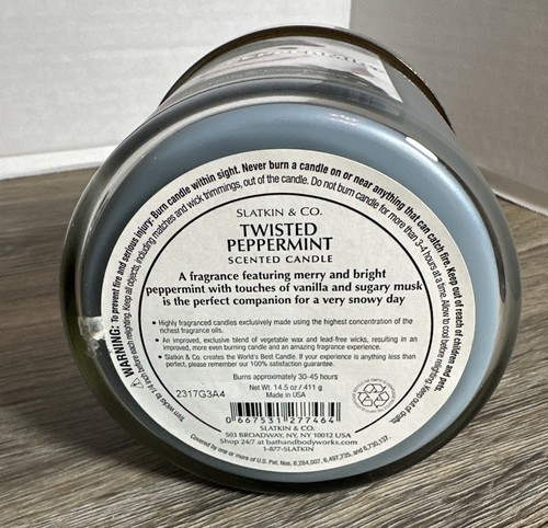 Slatkin & Co. Gedrehte Pfefferminzkerze 14,5 oz 3 Docht/blau - Bild 3 von 3