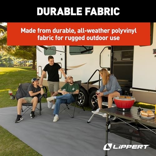 Lippert 6' x 9' Grey All-Weather Outdoor Patio Rug for RVs and Campers with - Bild 2 von 7