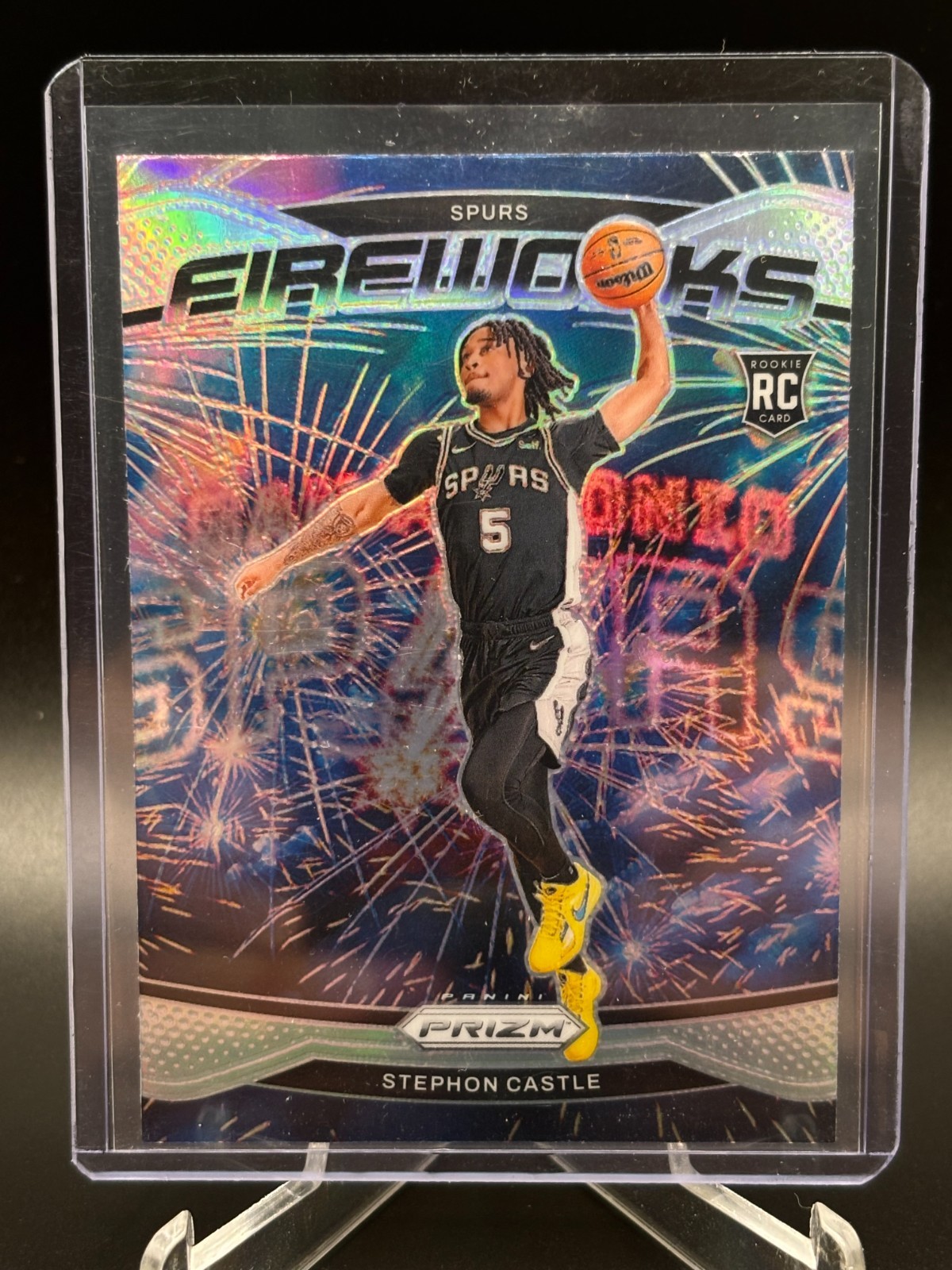 2024-25 Panini Prizm - Fireworks Stephon Castle #13 Silver Prizm (RC)