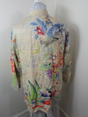 Camisa Top Vintage Citron Santa Monica 100% Lino Bordada Floral Mujer Talla 0 - Imagen 4 de 8