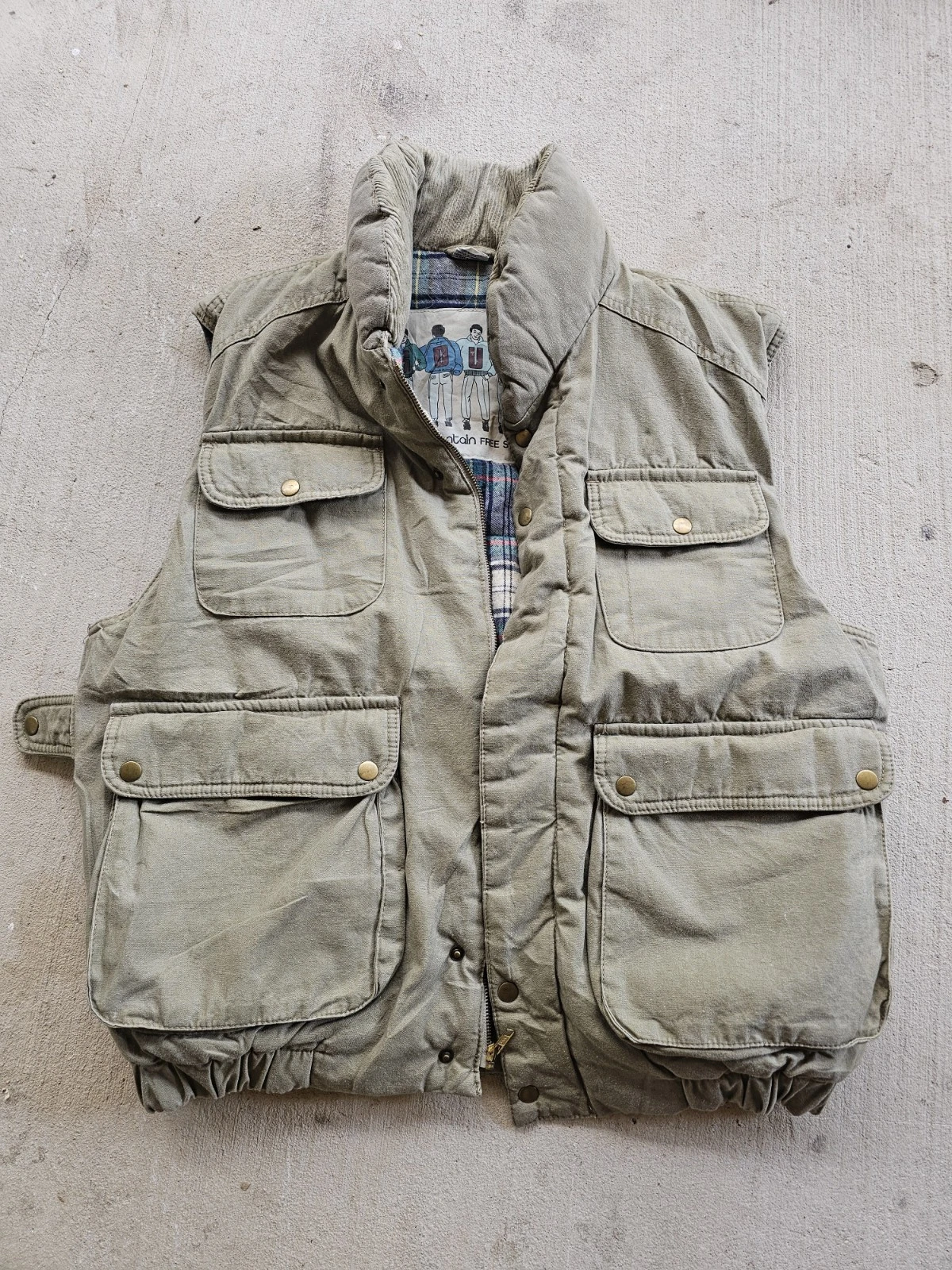 Vintage South Mountain Free Spirit Hiking Vest Men XL Tan Plaid Liner gorp