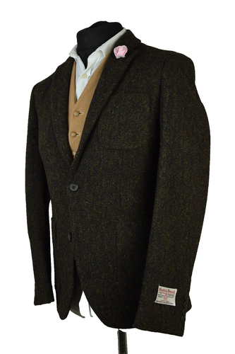 Harris Tweed Tailored Country 2 Tone Brown Blazer Jacket 36R #33 BNWT - Picture 3 of 4