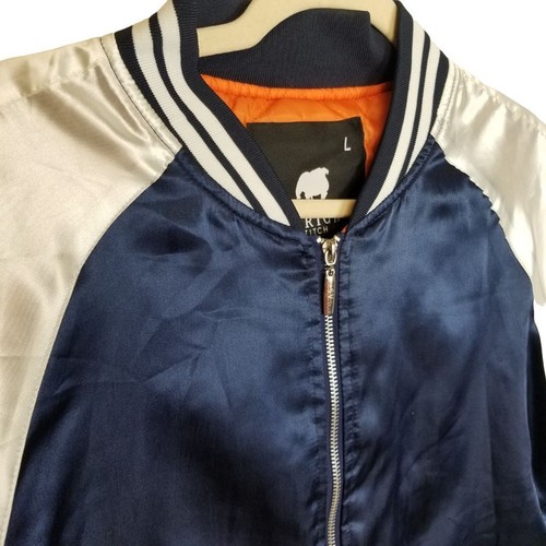 American Stitch Bomber Jacket Men L Blue Varsity Jacket Men Zip Up Jacket Men - Picture 5 of 9