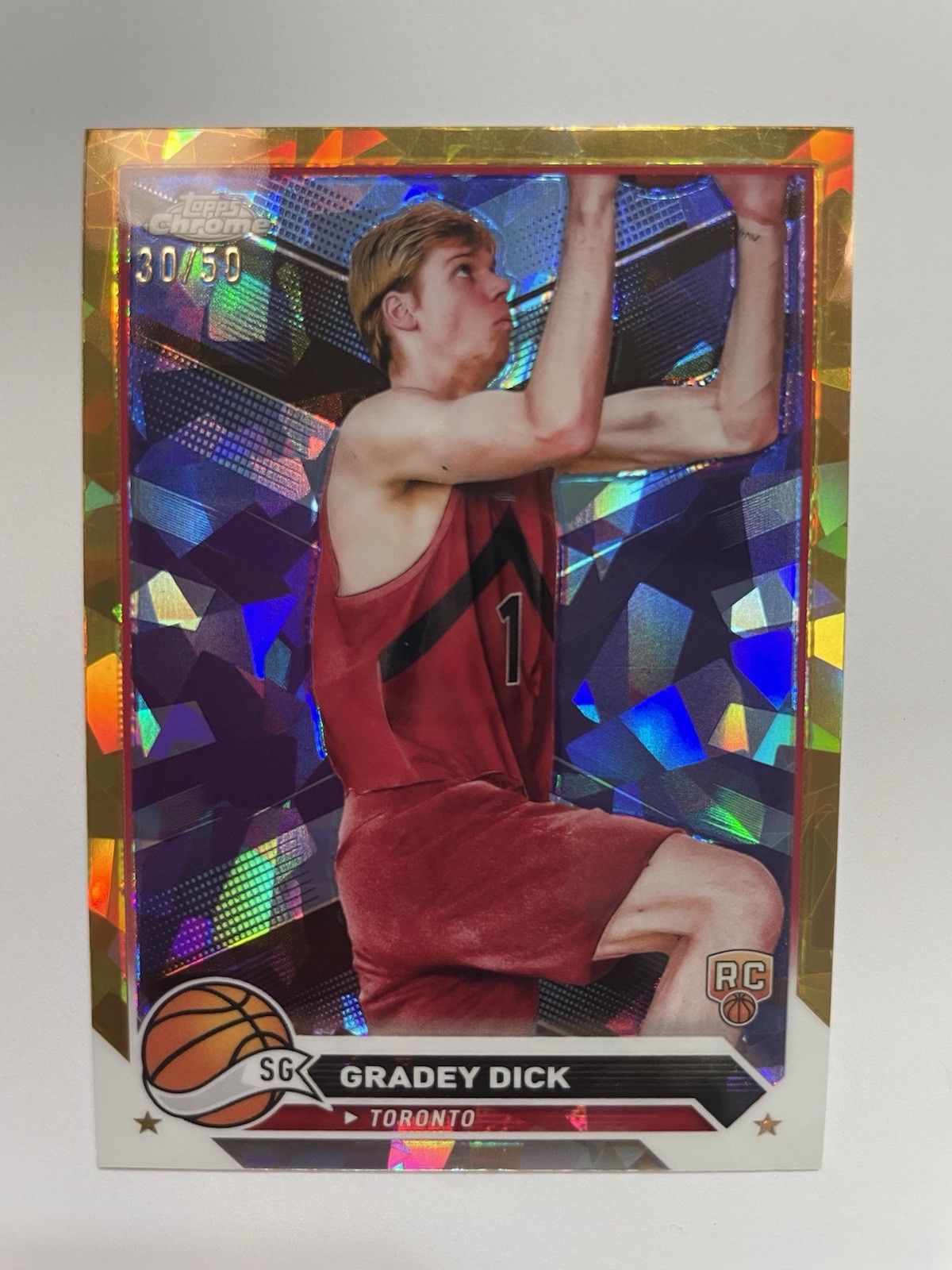 2023-24 Topps Chrome Sapphire Gradey Dick Refractor RC Gold #30/50 Raptors