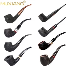Clearance Sale MUXIANG Sandblasted Briar Tobacco Pipe 9mm Filter Wooden Pipe