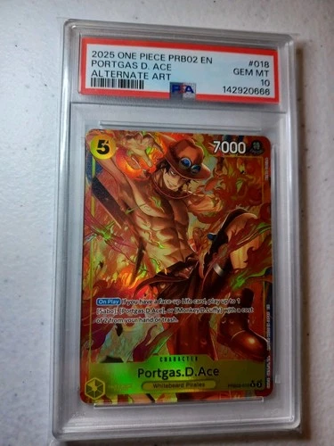 PSA 10 Gem Mint One Piece PRB02-018 Portgas D. Ace 666 Alternate Art English 🔥