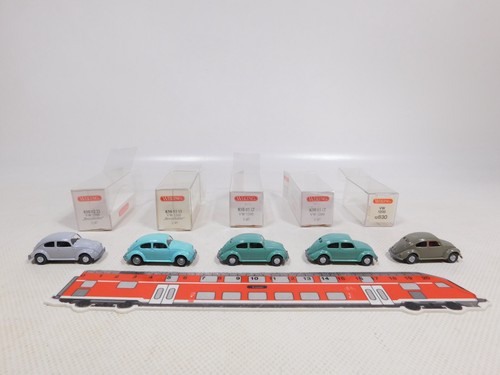 5x wiking H0 1:87 VW Maggiolino Brezelkäfer 830 01 12 + 12 830 ecc Top + Box # - Foto 1 di 5