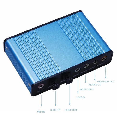Carte Son Externe USB 5.1 Carte Audio Optique De Son Surround, Bleu - Photo 7/7