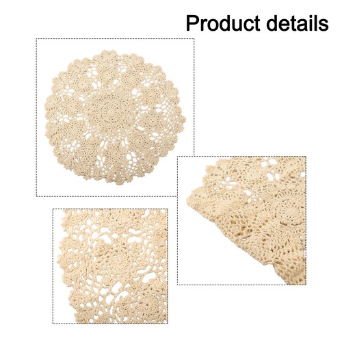 Crochet Flower Handmade Tischset Retro Hollow Round Table Mat Baumwolldeckchen - Bild 10 von 14