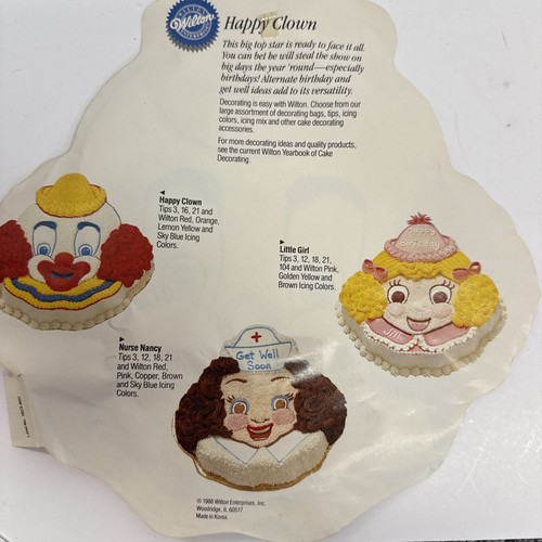 Vintage 1988 Wilton Happy CLOWN Face Birthday Cake Baking Pan #2105-802 Kids - Picture 2 of 5