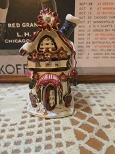 Blue Sky Heather Goldminc Poinsettia Holiday House Tea Light Holder