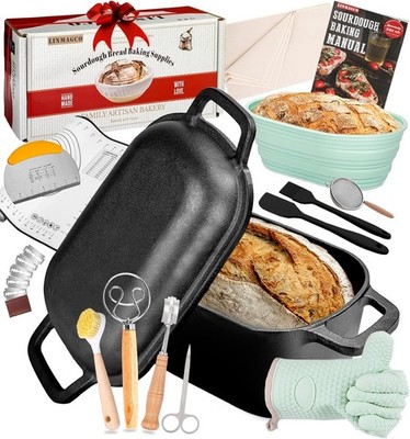 Dutch Oven Bread Baking-Sourdough Bread Baking Supplies Starter Kit 11'' Oval