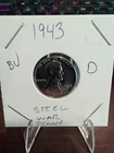 1943-D Steel Wheat Penny BU Brilliant Uncirculated WWII Steel Cent Lincoln Cent