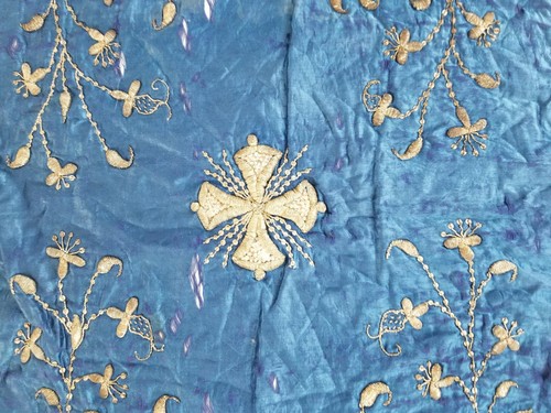 Antique 19th C Ecclesiastical Goldwork Embroidery Silk Chalice Veil 58x39cm - Picture 6 of 11