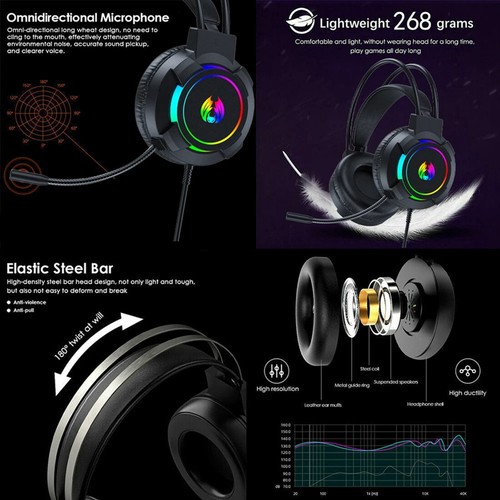 Gaming Headset 7.1 Stereo Surround Bass Headset Computer Gaming Console8143 - Afbeelding 3 van 8
