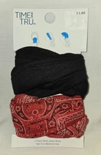 Time And Tru Head Wraps 2 Pack Black & Red