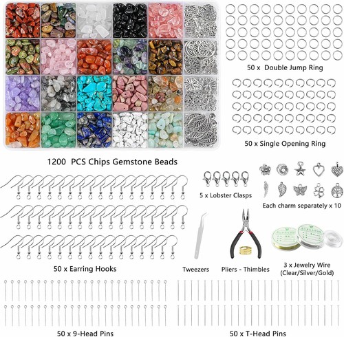 Jewelry Making Kits for Adults Women with 1200pcs 20 Colors Crystals Beads,Na... - Picture 5 of 7