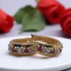 Ruby & Cz Huggie Hoop Earrings Ross Simons Gold Vermeil 925 Sterling Silver