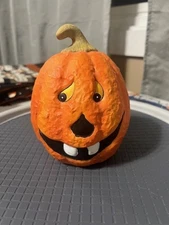 Vintage Ceramic Halloween Funny Face Jack O Lantern Pumpkin Decor