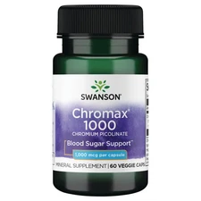 Swanson Chromax 1000 Chromium Picolinate 1,000 Mcg 60 Veggie Capsules