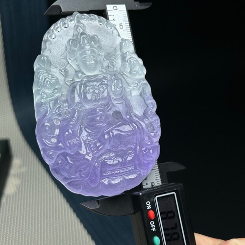 Certified Nature ice white Burmese jade Jadeite Carved Buddha Pendant&Necklaces - Picture 8 of 11
