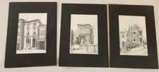 1970s Robert M. Sebring - 3 VTG Pen Prints San Francisco 8" x 6" Matted Franklin