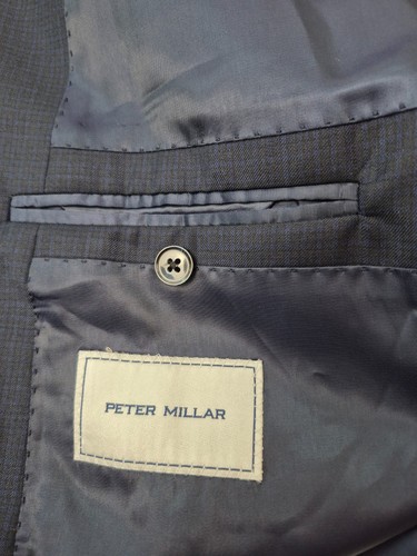 Tuta Peter Millar Flynn blu navy micro check vestibilità classica lana taglia 52 R - Foto 5 di 10