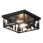 Farmhouse Rustic Deer Ceiling Light Fixtures, Vintage Metal Cage Light Perfes...