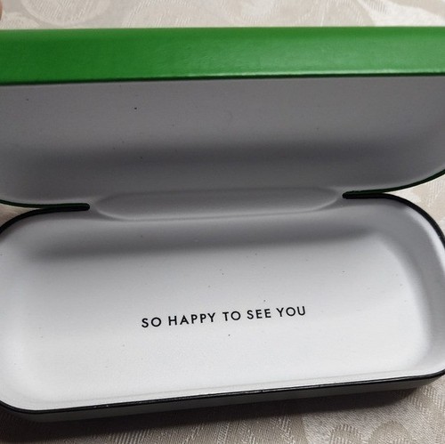 KATE SPADE GREEN HARD EYEGLASS CASE BLACK INTERIOR - Picture 4 of 4