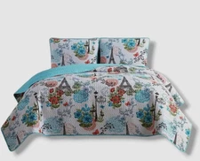 VCNY Home Blue Eiffel Reversible 3-Pc. King Size Quilt Set | 101 x 86".