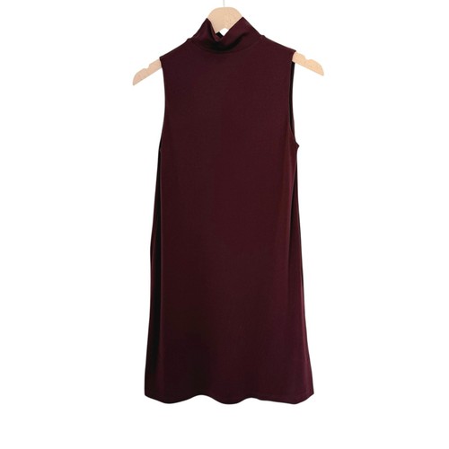 Susana Monaco Sleeveless Mock Neck Mini Dress Burgundy Size XS - Picture 2 of 4