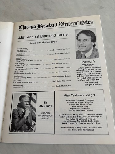 andre dawson autographed cover- chicago bball writers news 1988-3 others inside! - Picture 4 of 9