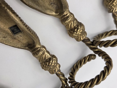 Vtg Brass Rope & Tassel Napkin Rings Set of 5 RARE HTF - Picture 11 of 15