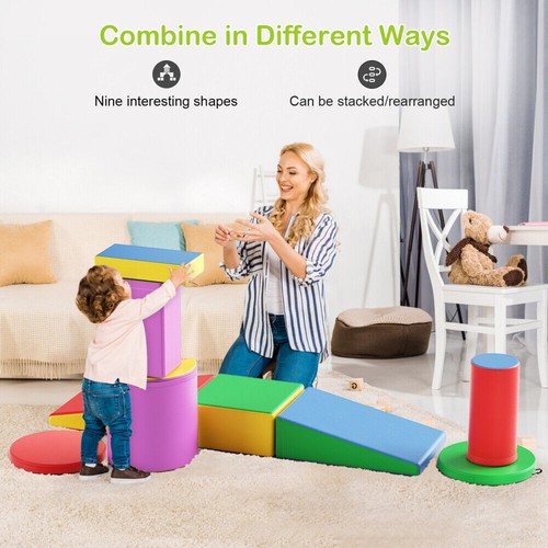 Climb and Crawl Playset Soft Lightweight Foam Play Set Climbing Blocks 9Pcs Kids - Picture 8 of 13