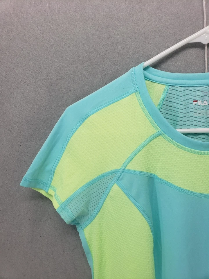 Camisa deportiva para correr Fila para mujer pequeña malla camiseta atlética top poliéster fitness gimnasio Foto 2 de 4