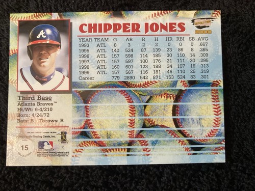 Chipper Jones Lot Of 5 Rare 1990s Cards Bowman Leaf Pinnacle Pacific Omega Holos - Picture 11 of 11