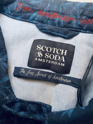 Scotch & Soda Amsterdam Jacke Mantel Herren mittelblau geblümt Leinenmischung - Bild 2 von 8