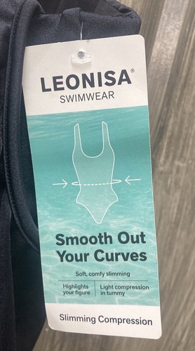 Leonisa Ruffle Corset Shaping One-Piece Swimsuit NWT | Medium | Black - Picture 7 of 9