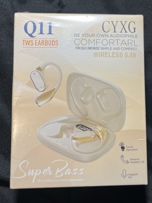 CYXG Q11 Wireless Bluetooth Ear-hook Earbuds Super Bass Gold/White Siri