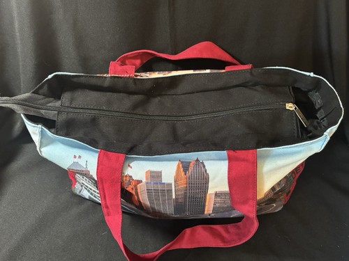 Robin Ruth Detroit Motor City Skyline Bag Handbag Tote Cityscape Red & Black - Picture 4 of 5