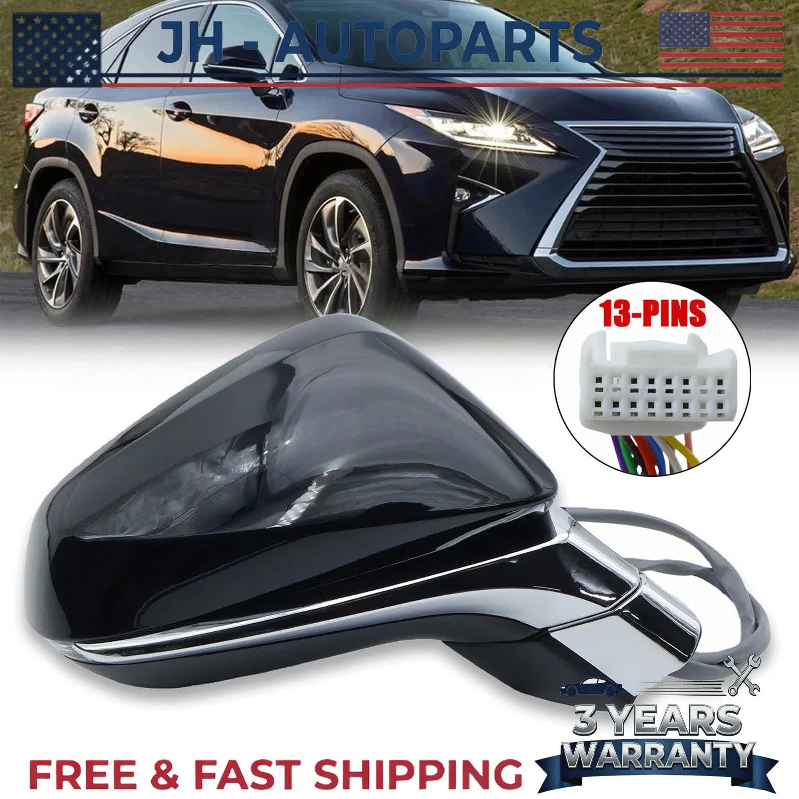 Passenger Power Mirror w/Blind Spot For 2016-2022 Lexus RX350 350L 450h 450hL