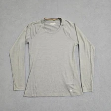 Smartwool Womens Medium Merino Wool Blend Long Sleeve Baselayer Top Grey Stripe