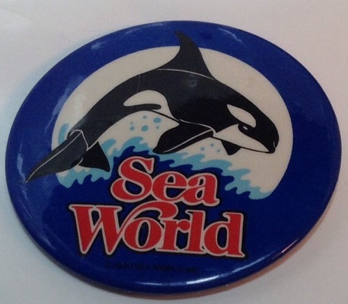 Vintage 3" Button Pin / Macaron SEA WORLD 1980 - Picture 6 of 10