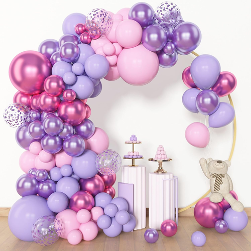 Amandir 153Pcs Pink Purple Balloon Garland Arch Kit, Different Sizes 18 12 10 5 - Picture 4 of 12