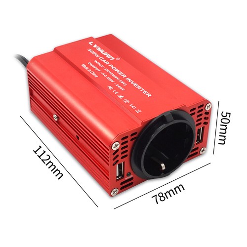 Auto 200W 300W Spannungswandler Wechselrichter Inverter 12V auf 230V 2USB Rot - Bild 9 von 12